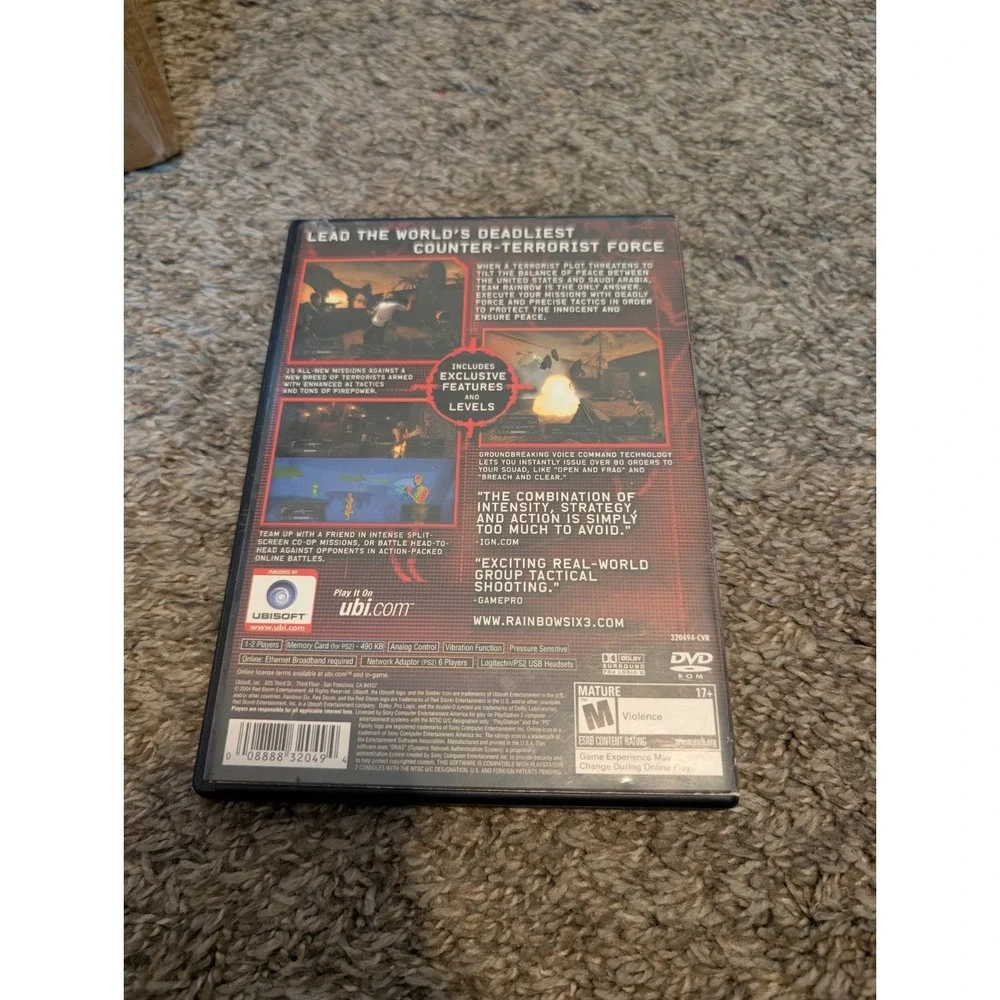Tom Clancy's Rainbow Six 3 Squad Based Counter Terror Sony PlayStation 2 PS2